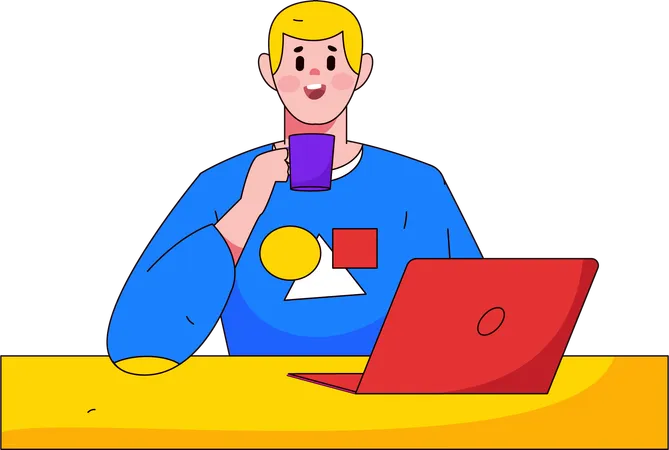 Employee working on laptop  Illustration