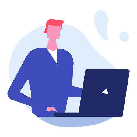 Employee working on laptop  Illustration