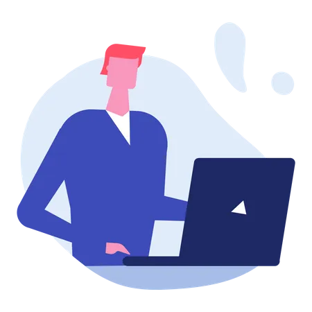 Employee working on laptop  Illustration