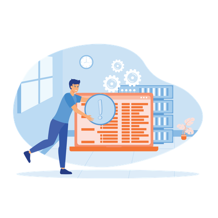 Employee working on Management information system  Illustration