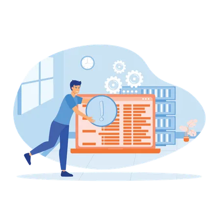 Employee working on Management information system  Illustration