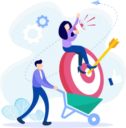 Employee working on marketing target  Illustration