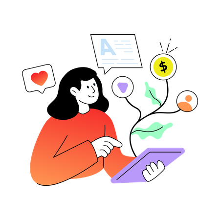 Employee working on Media Growth  Illustration