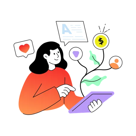 Employee working on Media Growth  Illustration