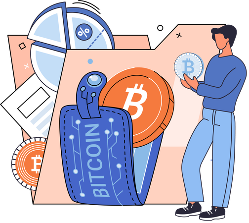 Employee working on mining wallet  Illustration