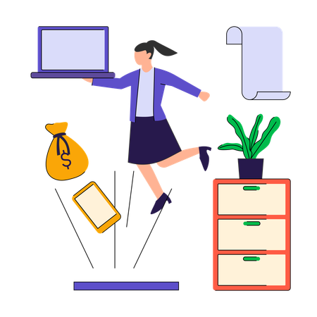 Employee working on money management  Illustration