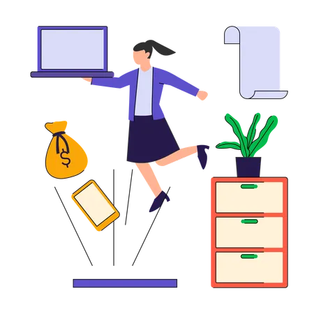 Employee working on money management  Illustration