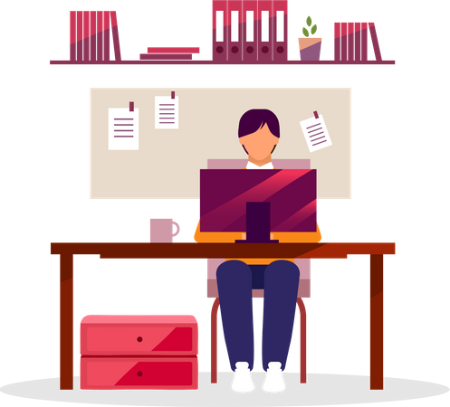 Employee working on office  Illustration