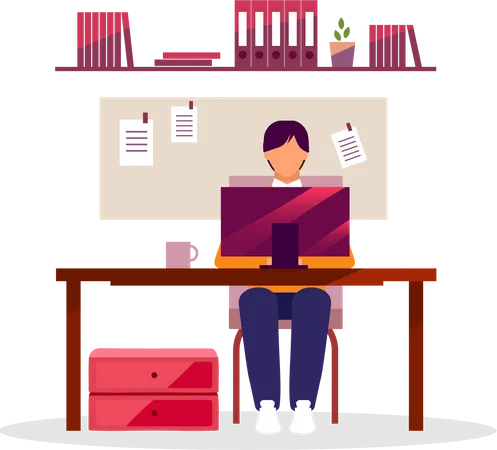 Employee working on office  Illustration