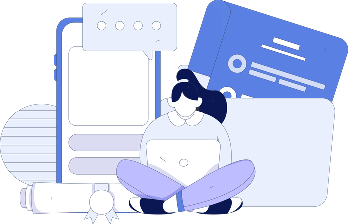 Employee working on office tasks  Illustration