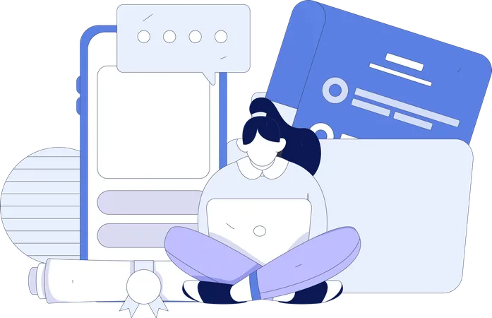 Employee working on office tasks  Illustration