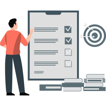 Employee  working on pending checklist  Illustration