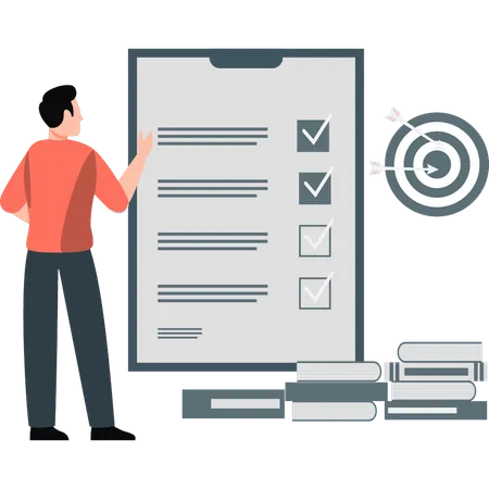 Employee  working on pending checklist  Illustration