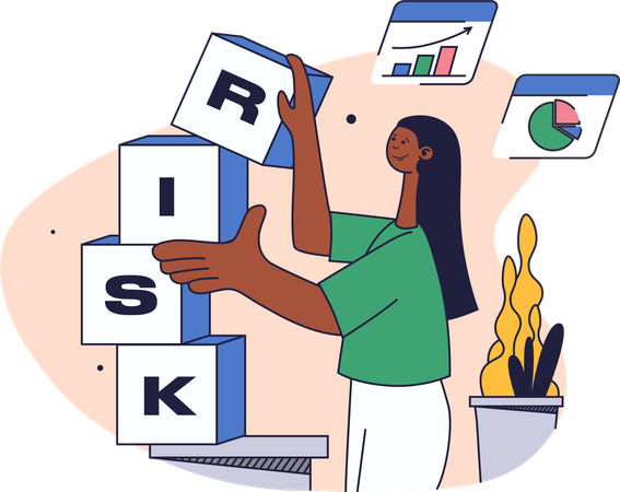 Employee working on risk management techniques  Illustration