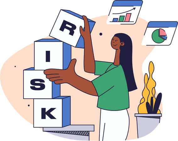 Employee working on risk management techniques  Illustration