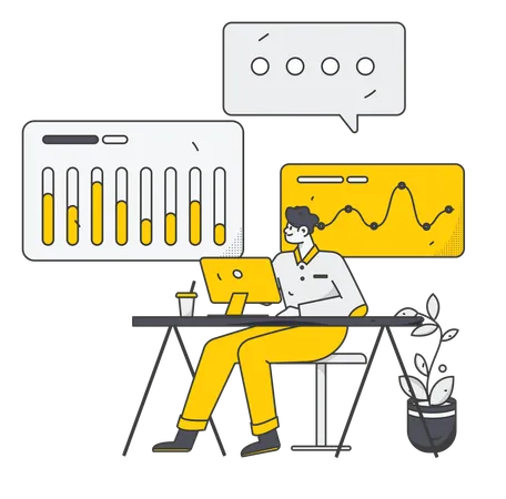 Employee working on statistics  Illustration