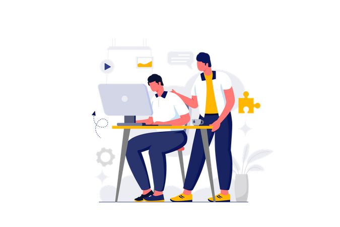 Employee working on strategy  Illustration