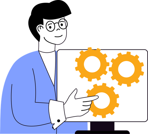 Employee working on system settings  Illustration