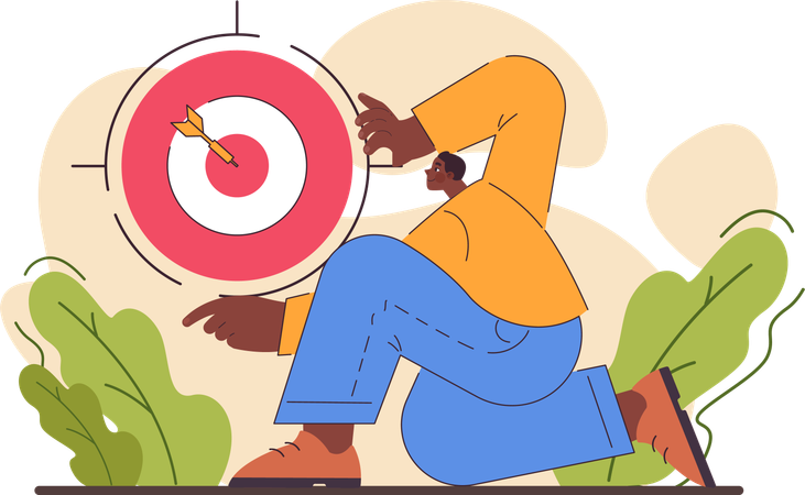 Employee working on target achievement  Illustration