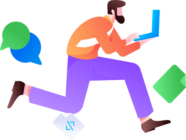 Employee working remotely for big company  Illustration