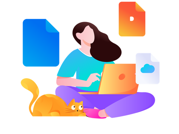 Employee working remotely for target achievement  Illustration