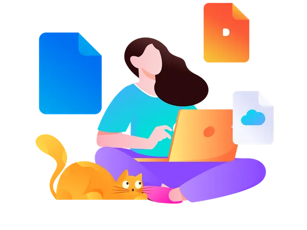 Employee working remotely for target achievement  Illustration