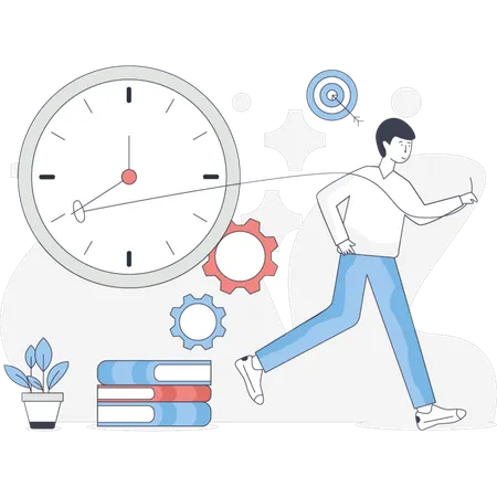 Employee Working Under Deadline  Illustration