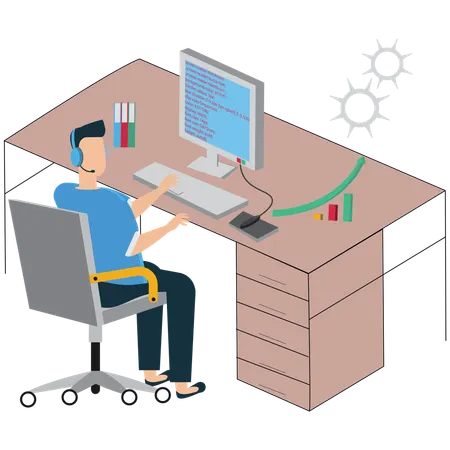 Employee works for Career Development and Skill Building  Illustration