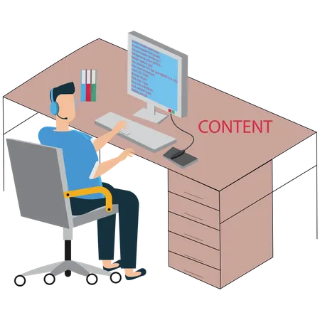 Employee works for Creative Content Writer at Work  Illustration