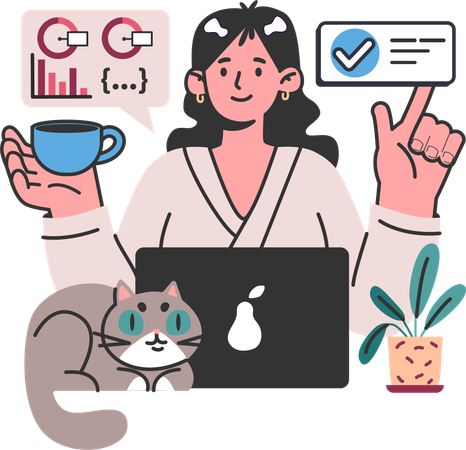 Employee works from home  Illustration