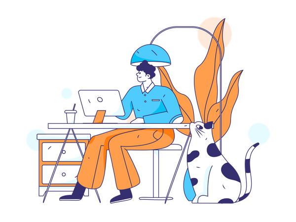 Employee works from home  イラスト