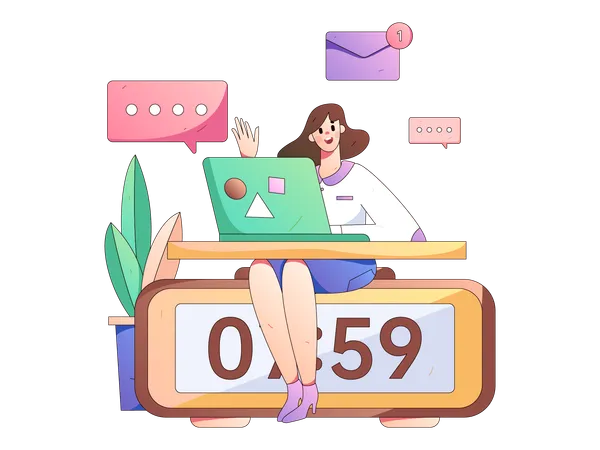 Employee works from home daily  Illustration