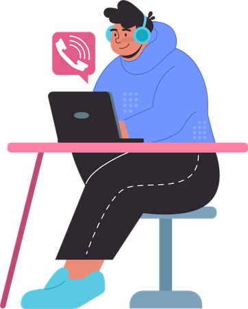 Employee works from home  Illustration