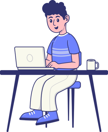 Employee works from home  Illustration