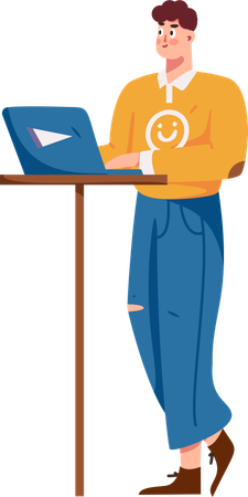 Employee works in cafe area  Illustration