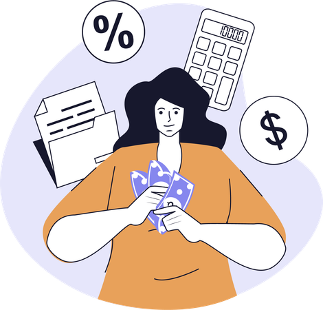Employee works on accounting report  Illustration