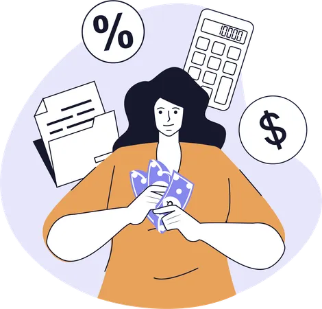 Employee works on accounting report  Illustration