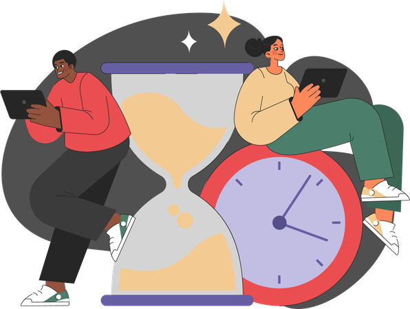 Employee works on business deadlines  Illustration