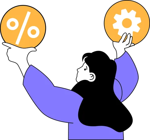 Employee works on business percentages  Illustration