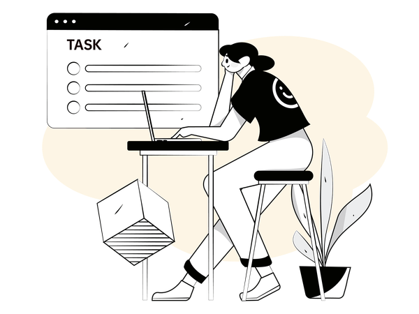 Employee works on business tasks  Illustration