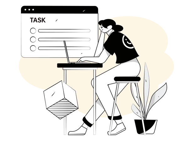Employee works on business tasks  Illustration