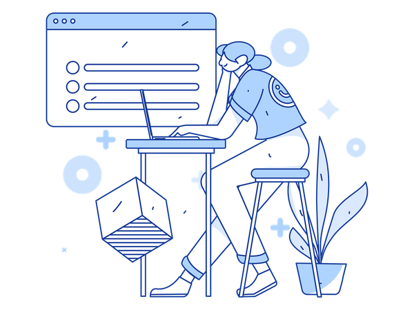 Employee works on business tasks  Illustration