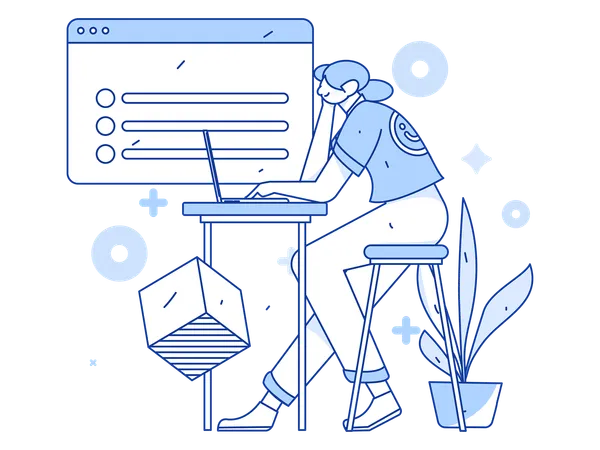 Employee works on business tasks  Illustration