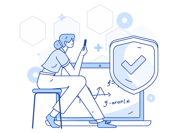 Employee works on data protection  Illustration