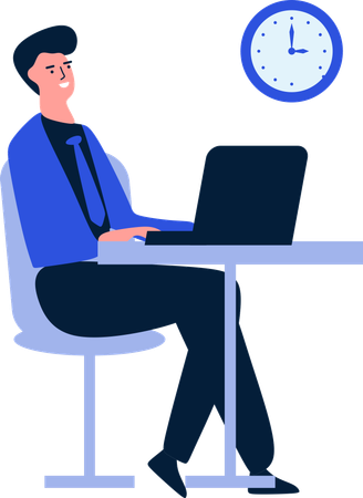 Employee Works on Deadline Timings  Illustration