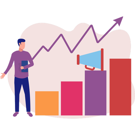 Employee works on digital campaigns  Illustration