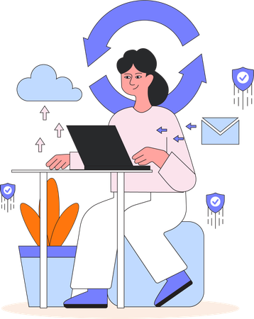 Employee works on Digital Security  Illustration