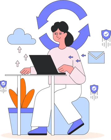 Employee works on Digital Security  Illustration