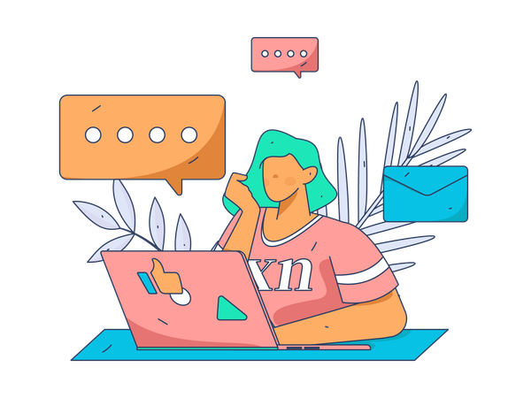 Employee works on email management  Illustration