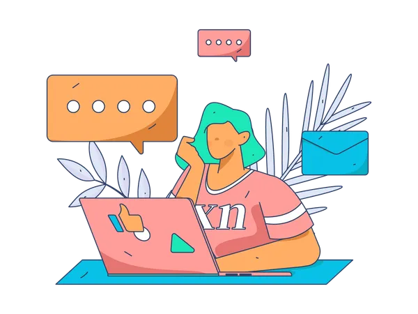 Employee works on email management  Illustration